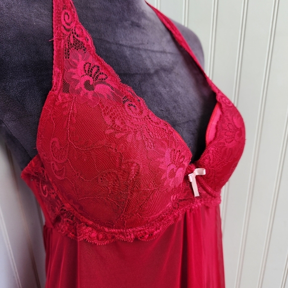 NWOT Marilyn Monroe Intimates Red Sheer Nightie Babydoll Lingerie Bra Slip XL - Picture 4 of 12
